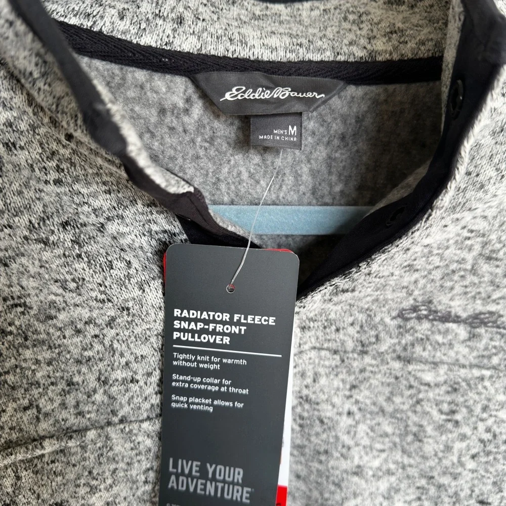 Eddie Bauer Radiator Fleece Snap-Front Pullover - Heather Gray - Picture 2 of 4